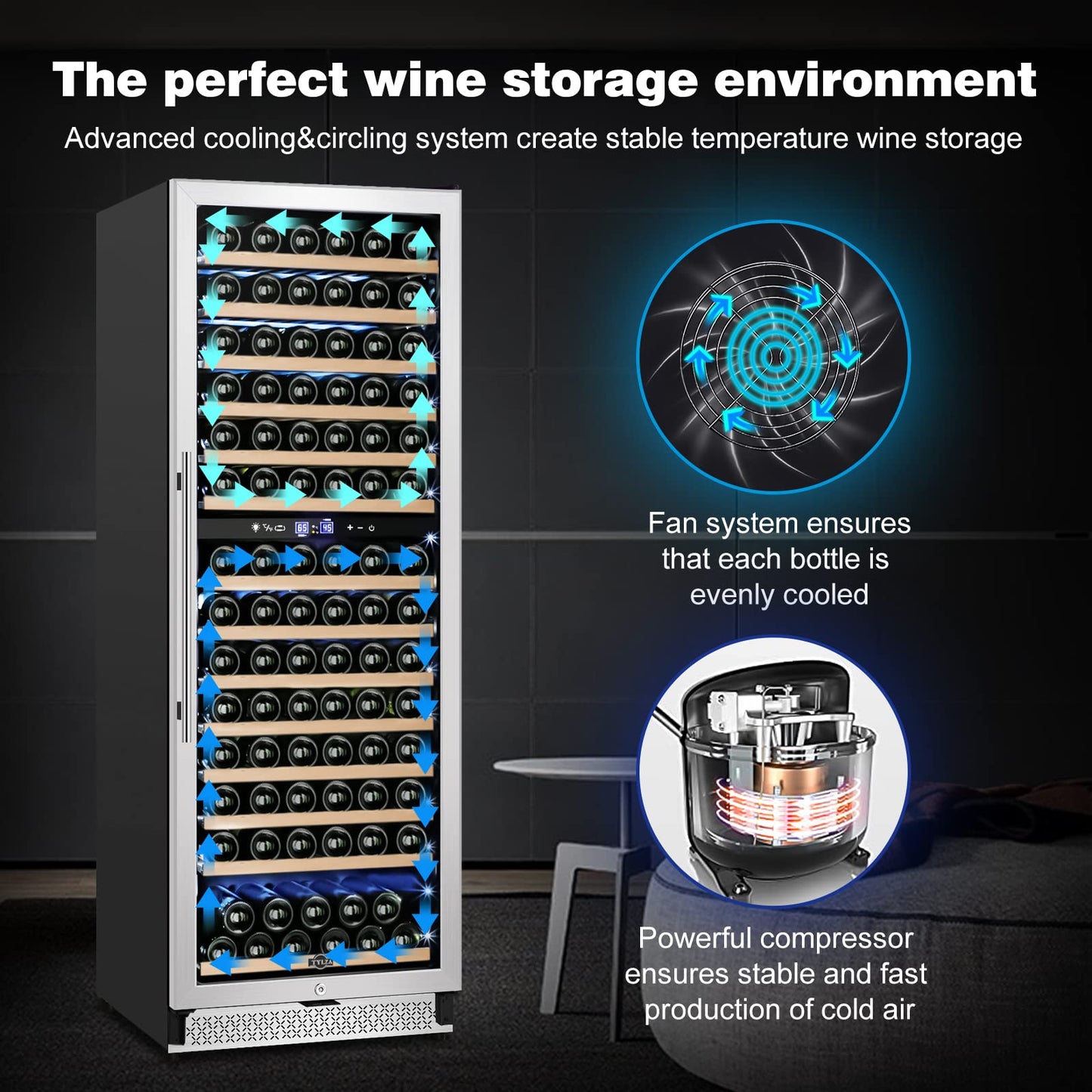 Tylza 24 Inch Dual Zone Wine Fridge 180 Bottle