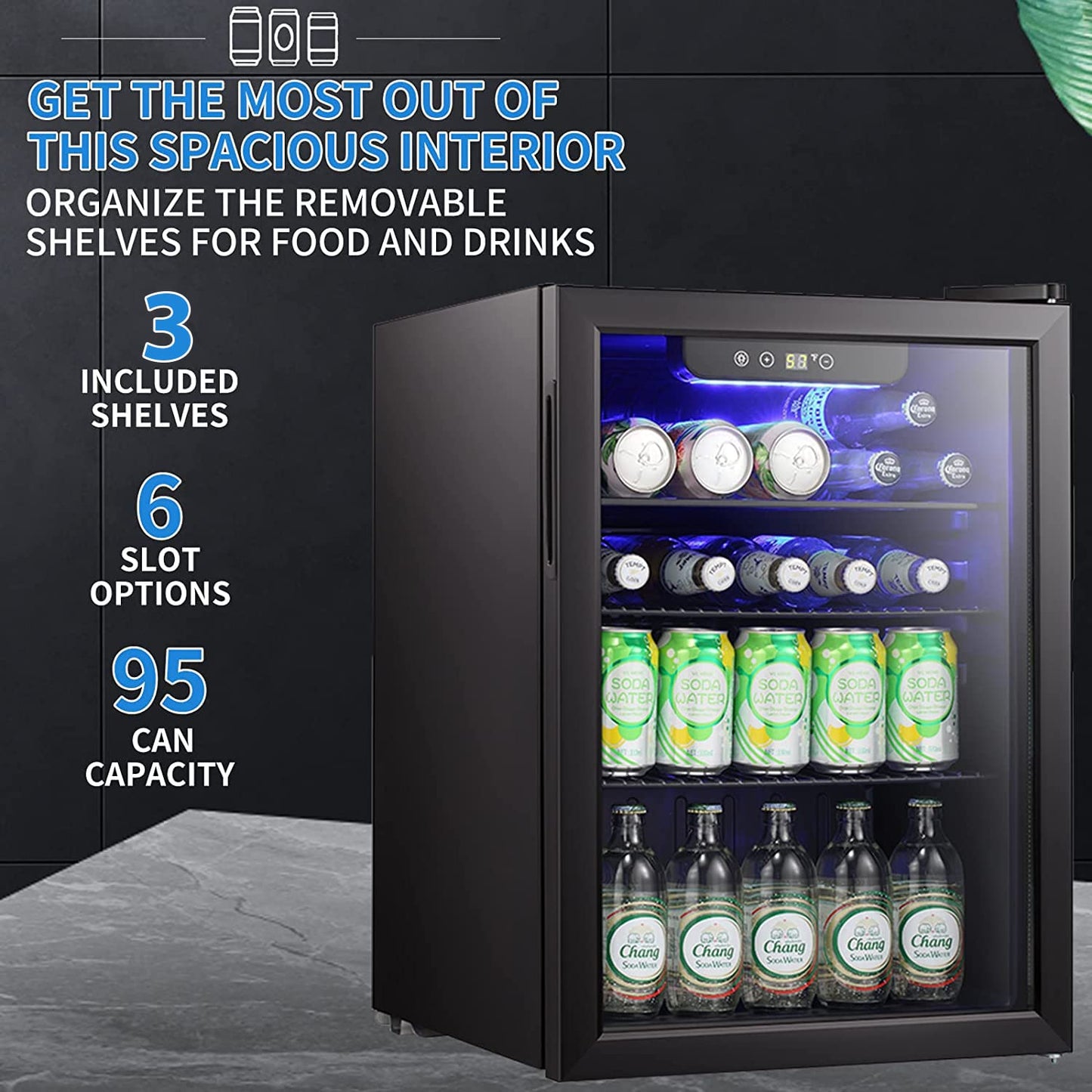 Antarctic Star 95 Can Beverage Cooler Glass Door