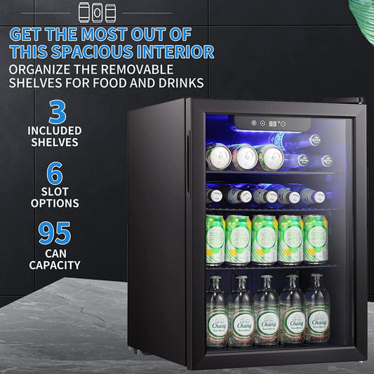 Antarctic Star 95 Can Beverage Cooler Glass Door