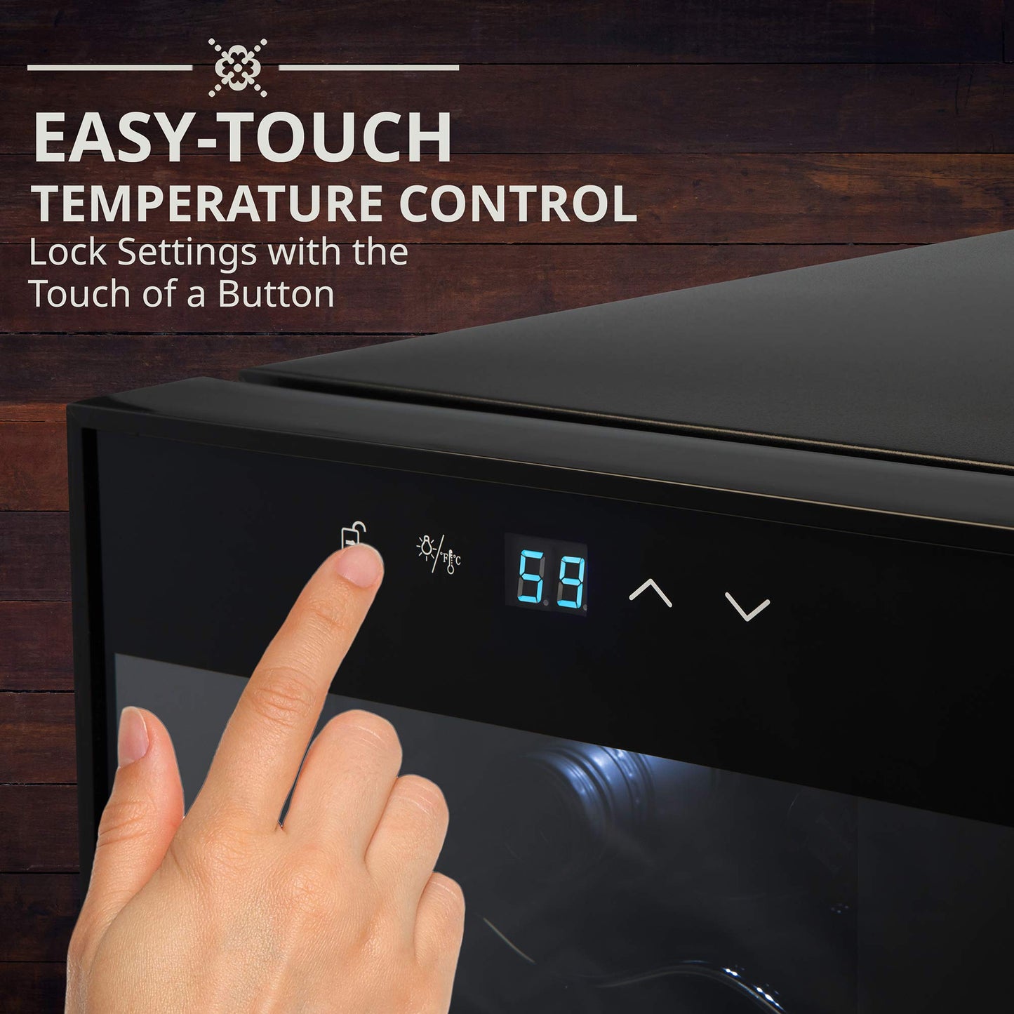 Ivation 18 Bottle Wine Cooler Refrigerator with Lock Black